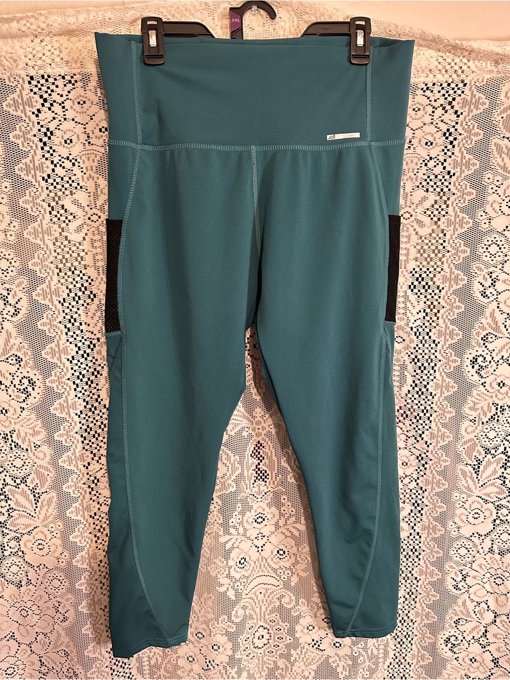 Women's Teal High-Waist Performance Leggings with Side Pockets